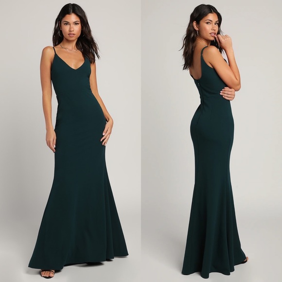 NWT LULUS | Forest Green Infinite Glory Maxi Dress - Picture 2 of 9
